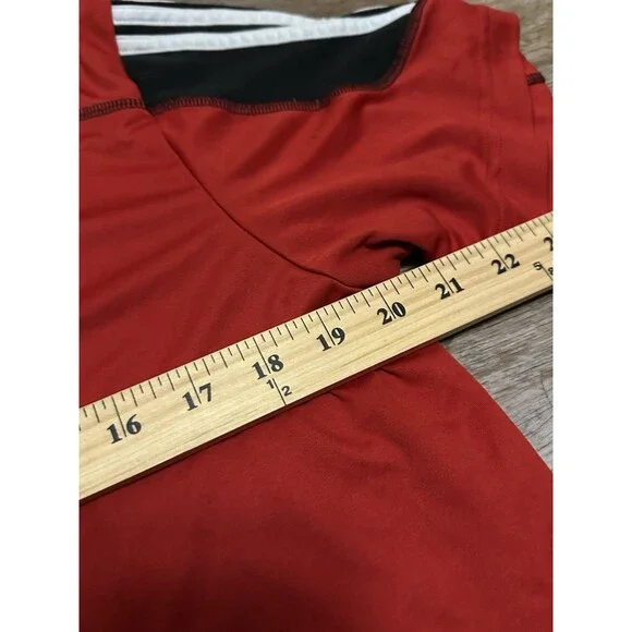 Adidas Climalite Shirt Mens Large Red Soccer Training Jersey 3 Stripe 8 Top - Picture 5 of 12